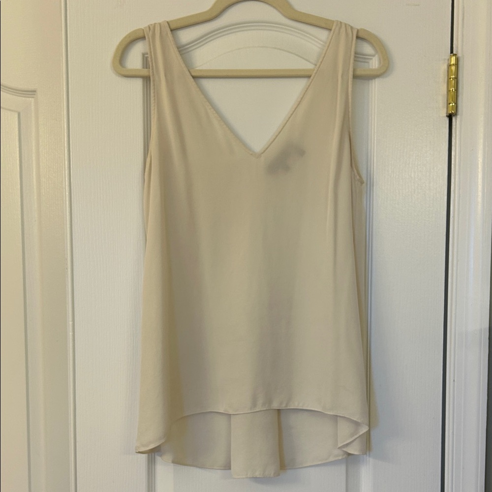 Theory 100% Silk Cream V-Neck Top